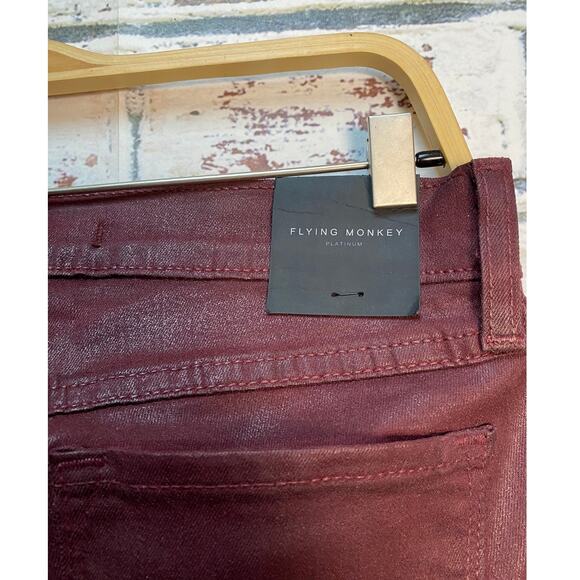 NWT Flying Monkey Platinum Maroon Wax Skinny Jeans - Picture 9 of 10